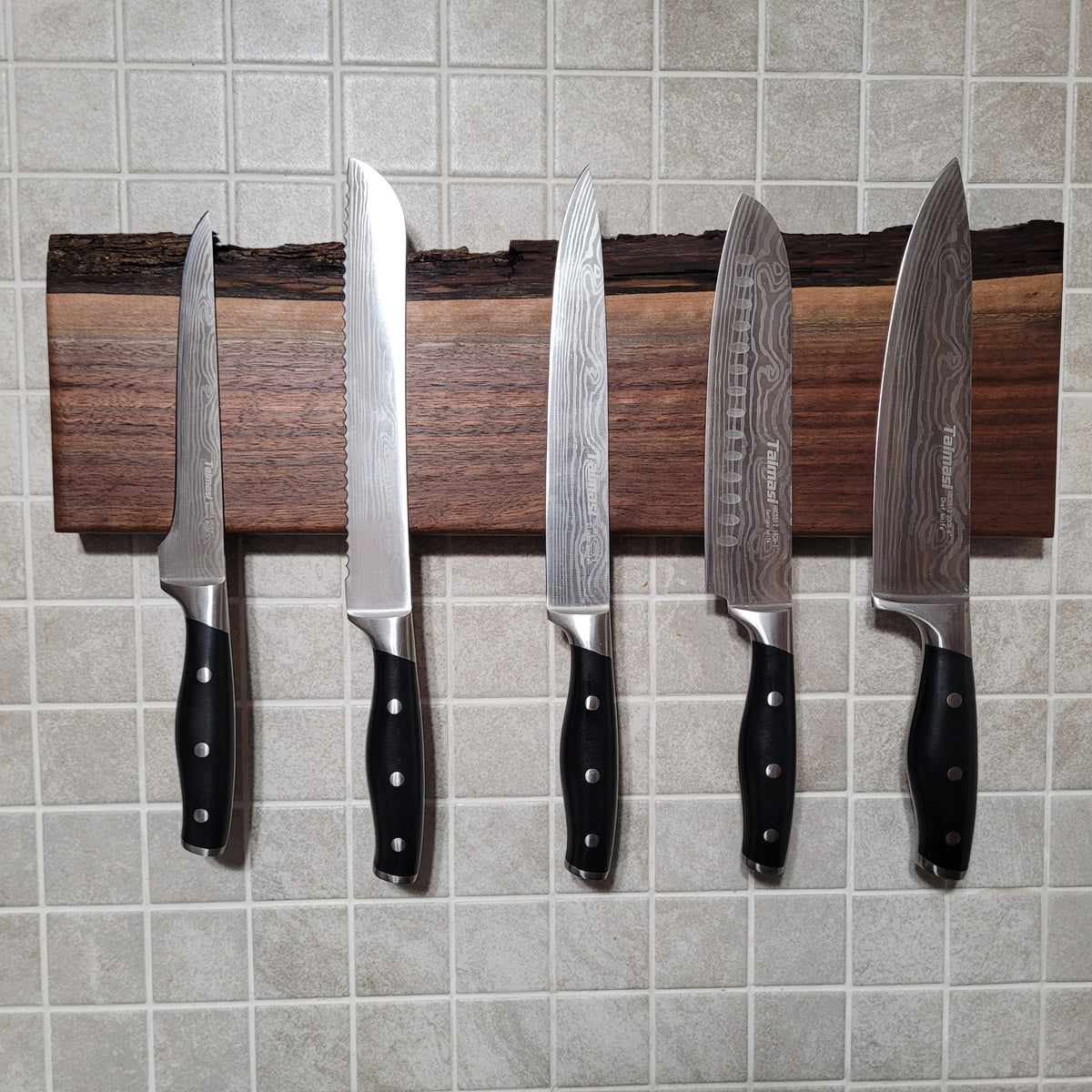 Black Walnut Live Edge Knife Holder (A) LLB WoodWorx