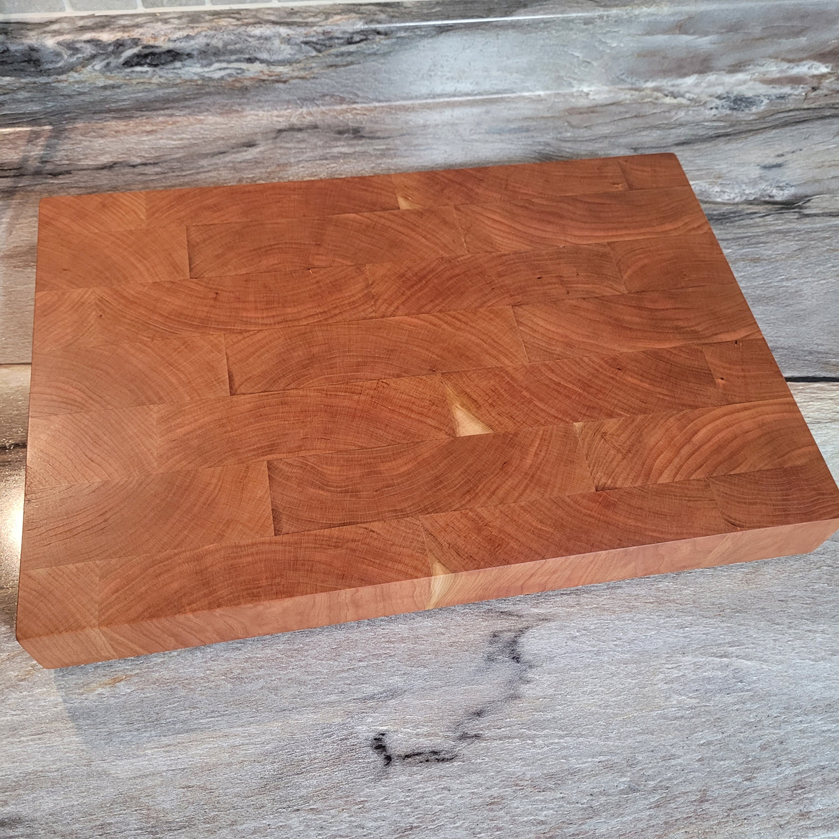 Cherry Wood End Grain Cutting Board with Clear Rubber Grip Feet & Hand –  Springhill Millworks