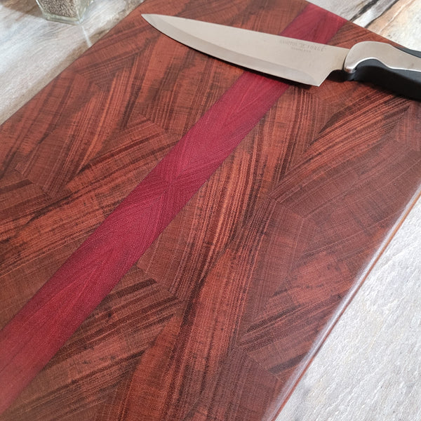 Dark Plaid End Grain Cutting Board, Wenge Mahogany Walnut Wood