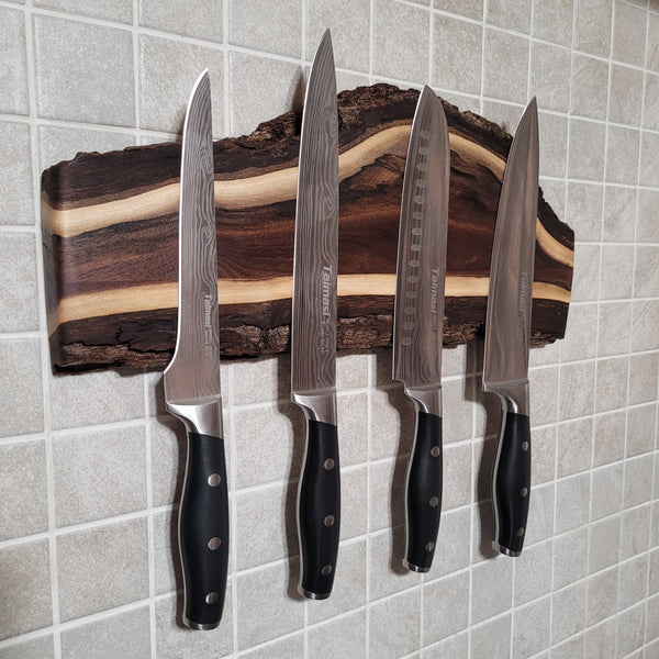 15" Walnut Live Edge Magnetic Knife Holder