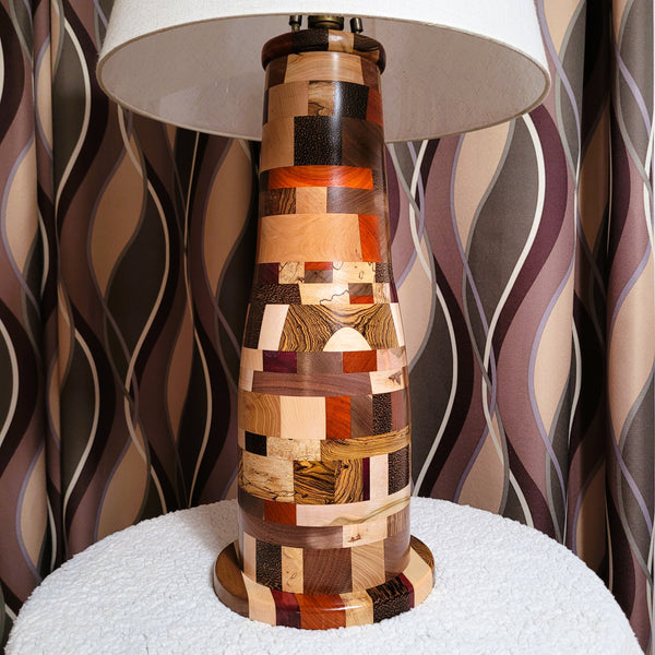 Segmented Wood Table Lamp Hand Turned w/Exotic Woods