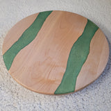 16" Lazy Susan w/ Hard Maple wood and Green and Gold Epoxy Rivers