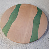 16" Lazy Susan w/ Hard Maple wood and Green and Gold Epoxy Rivers