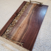 Walnut Serving Tray with Seashell Epoxy River