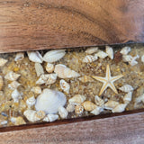 Walnut Serving Tray with Seashell Epoxy River