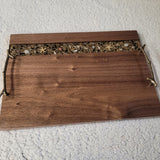 Walnut Serving Tray with Seashell Epoxy  Strip