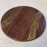 Black Walnut  Lazy Susan w/ green and gold epoxy rivers