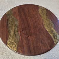 Black Walnut  Lazy Susan w/ green and gold epoxy rivers