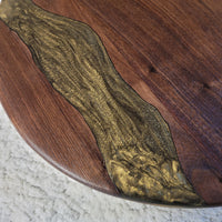 Black Walnut  Lazy Susan w/ green and gold epoxy rivers