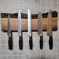 Premium Walnut Full Live Edge Magnetic Knife Holder (A)