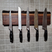 Black Walnut Full Live Edge Magnetic Knife Holder (J)