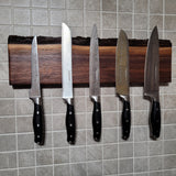 Black Walnut Full Live Edge Magnetic Knife Holder (J)