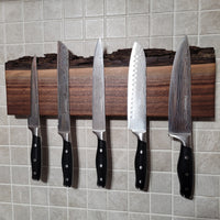 Black Walnut Full Live Edge Magnetic Knife Holder (C)