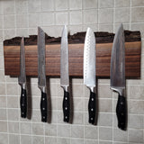 Black Walnut Full Live Edge Magnetic Knife Holder (C)