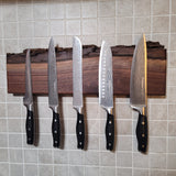 Black Walnut Full Live Edge Magnetic Knife Holder (D)