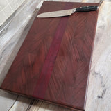 African Mahogany/Purpleheart Wood 21" x 12½" End Grain Cutting Board