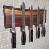 Black Walnut Full Live Edge Magnetic Knife Holder (K)