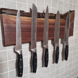 Black  Walnut Full Live Edge Magnetic Knife Holder (I)
