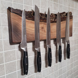 Black Walnut Full Live Edge Magnetic Knife Holder (H)