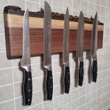 Black Walnut Full Live Edge Magnetic Knife Holder (F)