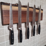 Black Walnut Full Live Edge Magnetic Knife Holder (E)