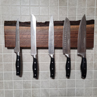 Black Walnut Full Live Edge Magnetic Knife Holder (A)