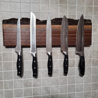 Black Walnut Full Live Edge Magnetic Knife Holder (C)