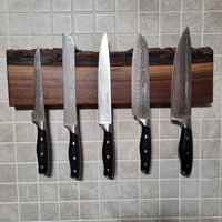 Black Walnut Full Live Edge Magnetic Knife Holder (D)