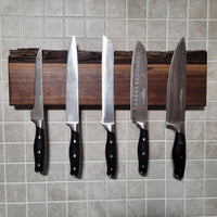 Black Walnut Full Live Edge Magnetic Knife Holder (E)