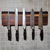 Black Walnut Full Live Edge Magnetic Knife Holder (G)