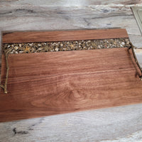 Walnut Wood w/ Seashell Epoxy River 20"x 13" Serving Tray