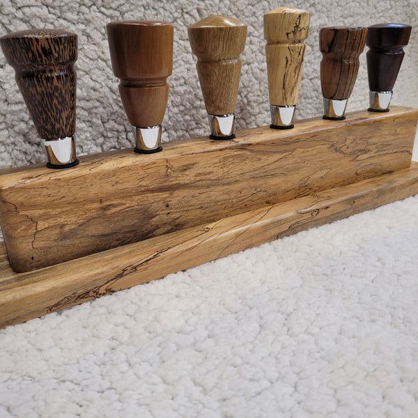 Spalted Tamarind Wood Wine Bottle Stopper Display Stand