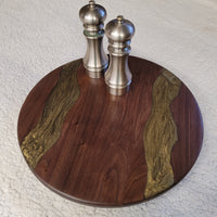 Black Walnut  Lazy Susan w/ green and gold epoxy rivers