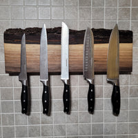 Premium Walnut Full Live Edge Magnetic Knife Holder ( B )