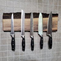 Premium Walnut Full Live Edge Magnetic Knife Holder ( C )