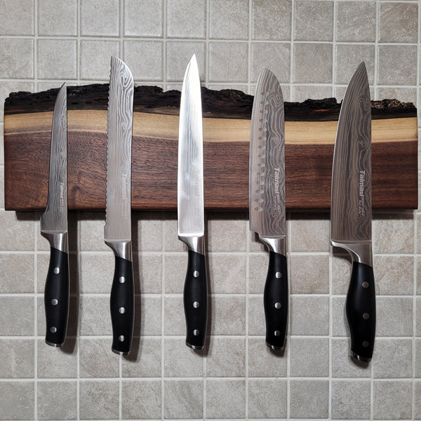  Walnut Live Edge Magnetic Knife Holder