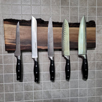 Premium Walnut Full Live Edge Magnetic Knife Holder (H)